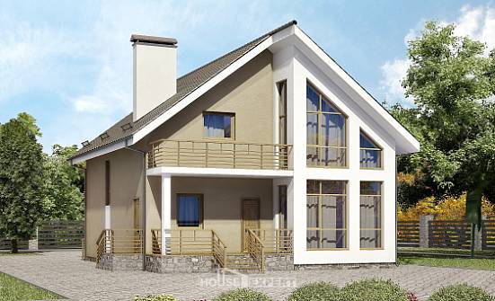 170-006-Л Проект двухэтажного дома с мансардой, бюджетный домик из поризованных блоков Уральск | Проекты домов от House Expert