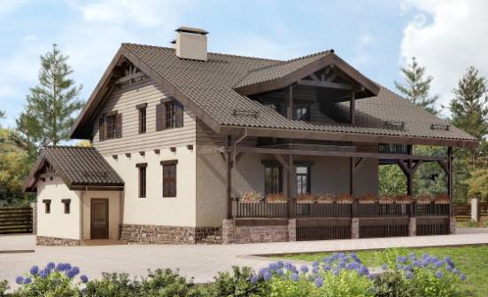 255-002-П Проект двухэтажного дома мансардой, гараж, красивый домик из теплоблока Караганда | Проекты домов от House Expert
