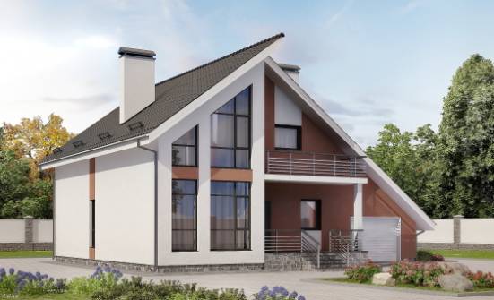 200-007-П Проект двухэтажного дома мансардой, гараж, классический дом из керамзитобетонных блоков Рудный | Проекты домов от House Expert