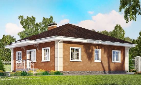 100-001-Л Проект одноэтажного дома, бюджетный дом из теплоблока Караганда | Проекты одноэтажных домов от House Expert