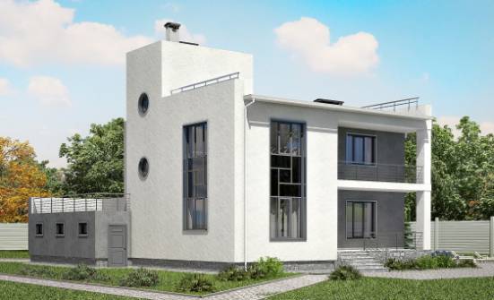 255-001-П Проект двухэтажного дома и гаражом, огромный загородный дом из теплоблока Тараз | Проекты домов от House Expert