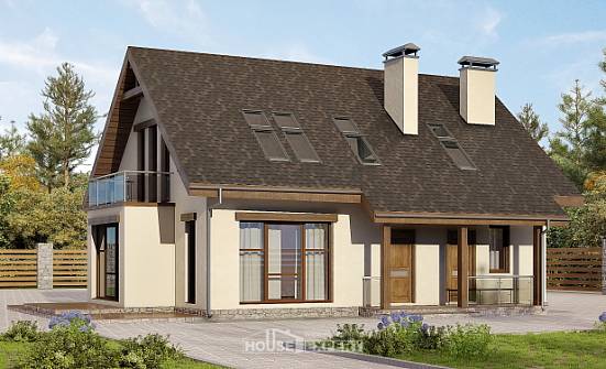 155-012-Л Проект двухэтажного дома мансардой, бюджетный домик из арболита Павлодар | Проекты домов от House Expert