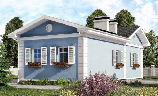 090-004-П Проект одноэтажного дома, бюджетный коттедж из керамзитобетонных блоков Семей | Проекты одноэтажных домов от House Expert