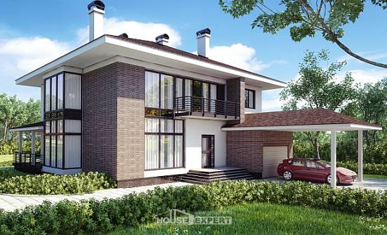 340-001-П Проект двухэтажного дома и гаражом, огромный дом из кирпича Туркестан | Проекты домов от House Expert