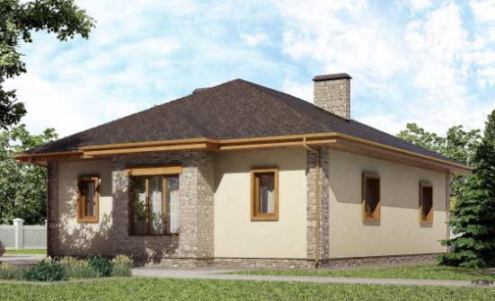 130-006-Л Проект одноэтажного дома и гаражом, бюджетный домик из арболита Семей | Проекты домов от House Expert