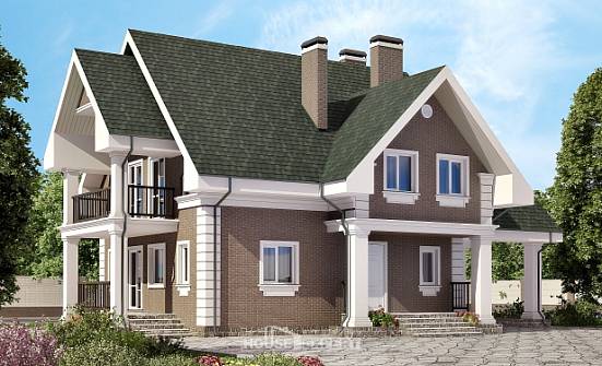140-003-П Проект двухэтажного дома мансардой и гаражом, небольшой домик из бризолита Караганда | Проекты домов от House Expert