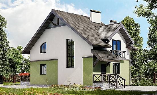 120-003-П Проект двухэтажного дома с мансардным этажом, небольшой дом из твинблока Петропавловск | Проекты домов от House Expert
