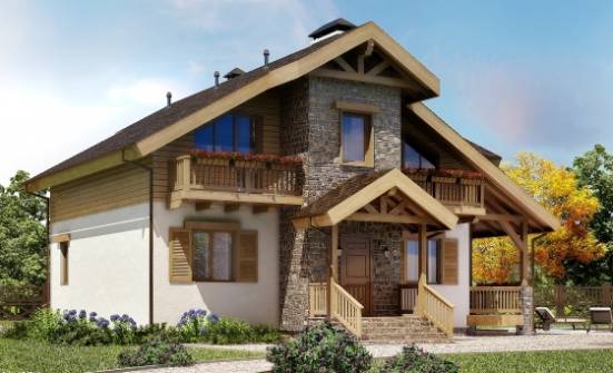 150-004-П Проект двухэтажного дома с мансардой, бюджетный домик из арболита Талдыкорган | Проекты домов от House Expert