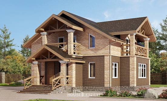 160-014-П Проект двухэтажного дома, небольшой загородный дом из блока Рудный | Проекты домов от House Expert