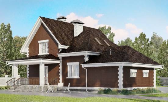190-003-Л Проект двухэтажного дома с мансардным этажом, гараж, классический загородный дом из арболита Павлодар | Проекты домов от House Expert