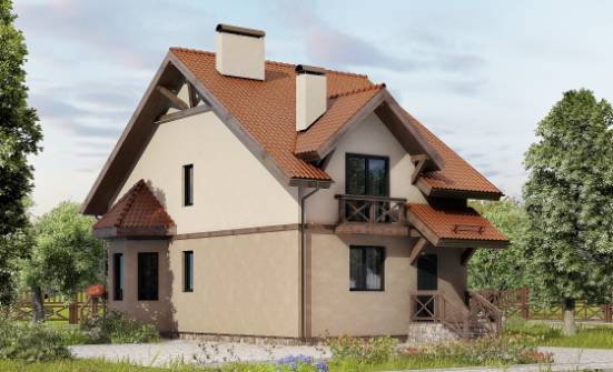 120-003-Л Проект двухэтажного дома с мансардой, бюджетный домик из твинблока Шымкент | Проекты домов от House Expert