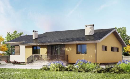 135-002-Л Проект одноэтажного дома и гаражом, классический домик из керамзитобетонных блоков Кокшетау | Проекты домов от House Expert