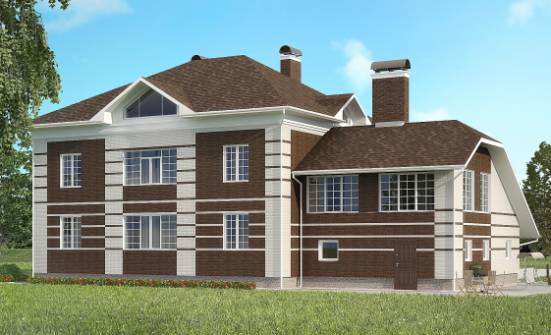 505-002-Л Проект трехэтажного дома, гараж, огромный домик из кирпича Тараз | Проекты домов от House Expert