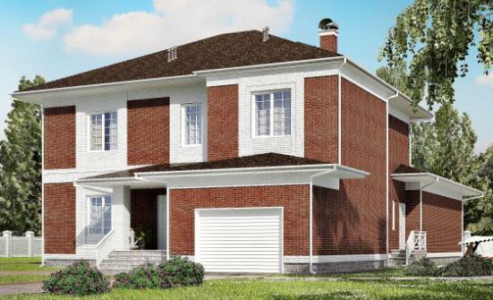 315-001-П Проект двухэтажного дома и гаражом, красивый загородный дом из кирпича Тараз | Проекты домов от House Expert