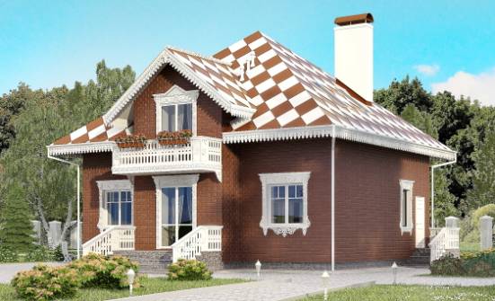 155-003-Л Проект двухэтажного дома с мансардным этажом, гараж, классический дом из твинблока Туркестан | Проекты домов от House Expert