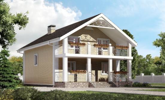150-007-Л Проект двухэтажного дома мансардой, скромный загородный дом из газобетона Актобе | Проекты домов от House Expert