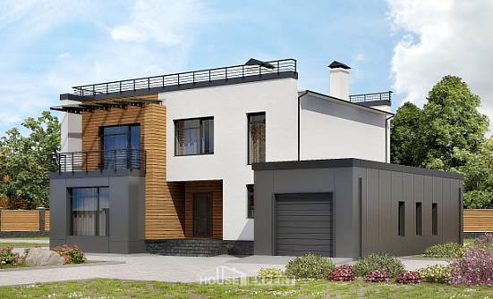 260-002-П Проект двухэтажного дома, гараж, красивый коттедж из пеноблока Караганда | Проекты домов от House Expert