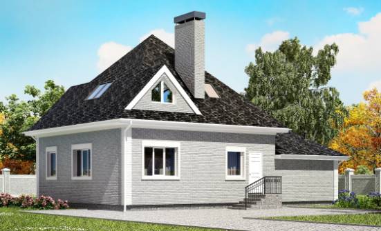 135-001-Л Проект двухэтажного дома мансардой, гараж, бюджетный коттедж из кирпича Тараз | Проекты домов от House Expert