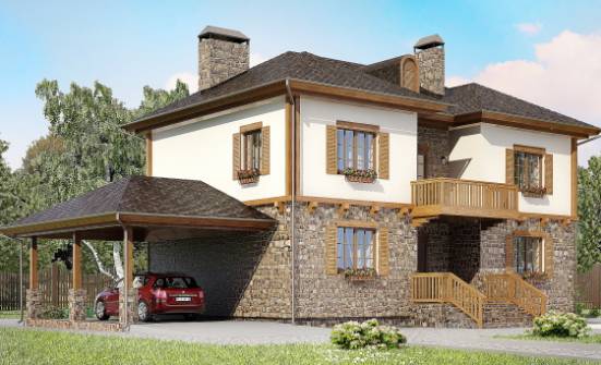 155-006-Л Проект двухэтажного дома и гаражом, уютный домик из твинблока Караганда | Проекты домов от House Expert
