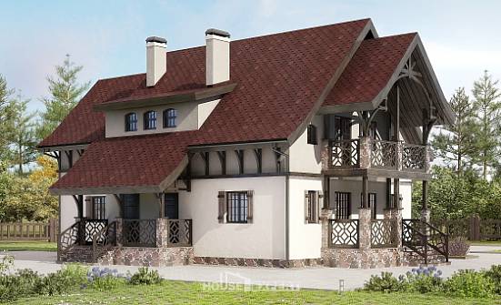 180-014-П Проект двухэтажного дома с мансардным этажом, скромный коттедж из поризованных блоков Кокшетау | Проекты домов от House Expert