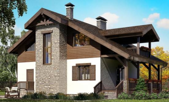 150-004-Л Проект двухэтажного дома с мансардой, скромный дом из теплоблока Кокшетау | Проекты домов от House Expert