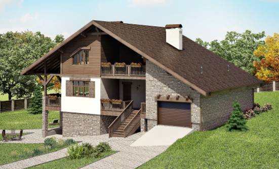 300-003-П Проект трехэтажного дома мансардный этаж и гаражом, уютный коттедж из кирпича Туркестан | Проекты домов от House Expert