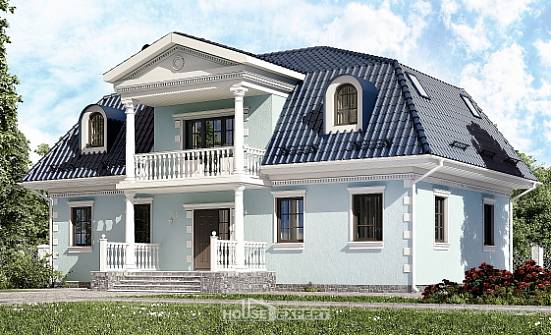 210-004-Л Проект двухэтажного дома мансардный этаж, красивый домик из арболита Уральск | Проекты домов от House Expert