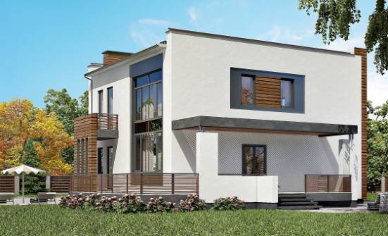 220-003-П Проект двухэтажного дома и гаражом, просторный загородный дом из теплоблока Темиртау | Проекты домов от House Expert