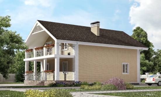 150-007-Л Проект двухэтажного дома мансардой, скромный загородный дом из газобетона Актобе | Проекты домов от House Expert