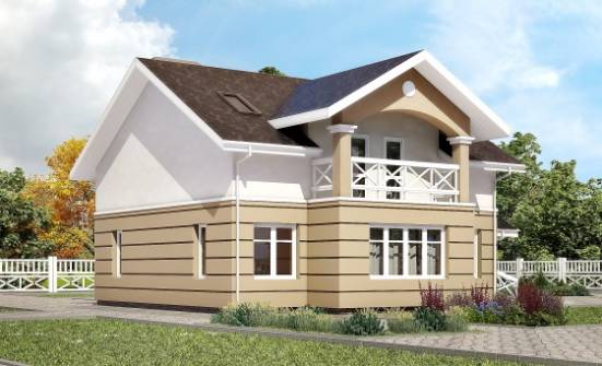 155-009-П Проект двухэтажного дома с мансардным этажом, простой домик из бризолита Туркестан | Проекты домов от House Expert