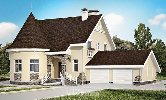 275-001-Л Проект двухэтажного дома с мансардой и гаражом, огромный дом из кирпича Темиртау | Проекты домов от House Expert
