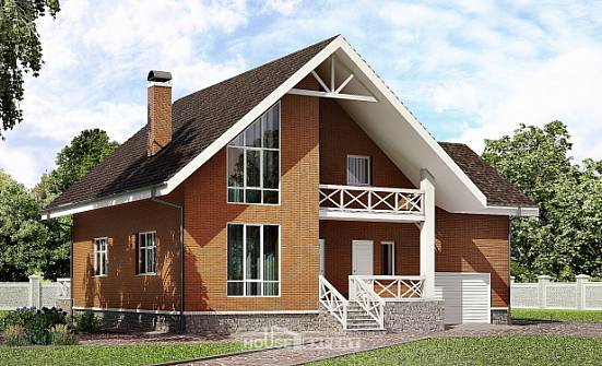 215-001-П Проект двухэтажного дома с мансардным этажом и гаражом, уютный домик из твинблока Тараз | Проекты домов от House Expert