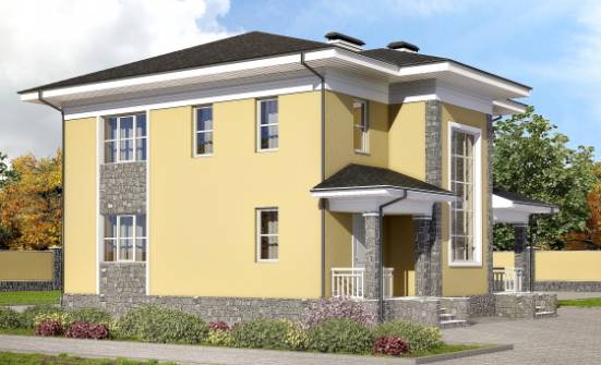 155-011-Л Проект двухэтажного дома, красивый коттедж из пеноблока Талдыкорган | Проекты домов от House Expert