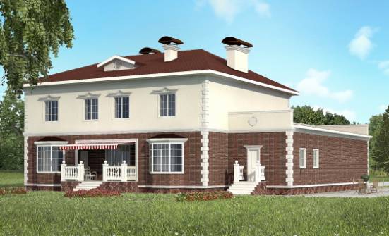 380-001-Л Проект двухэтажного дома, гараж, красивый коттедж из кирпича Шымкент | Проекты домов от House Expert