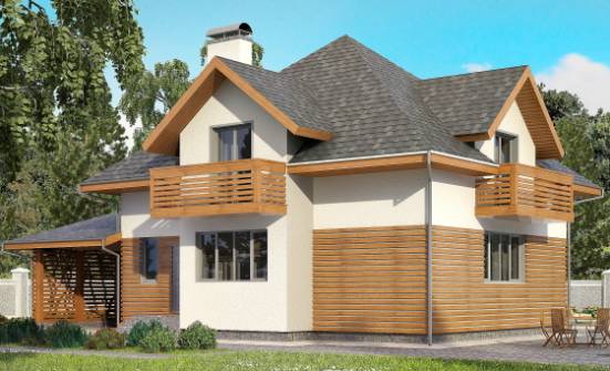 155-004-П Проект двухэтажного дома с мансардой, гараж, простой дом из газосиликатных блоков Кызылорда | Проекты домов от House Expert