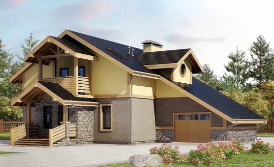 180-011-П Проект двухэтажного дома мансардный этаж и гаражом, простой загородный дом из блока Талдыкорган | Проекты домов от House Expert