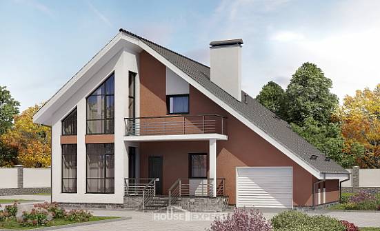 200-007-П Проект двухэтажного дома мансардой, гараж, классический дом из керамзитобетонных блоков Рудный | Проекты домов от House Expert