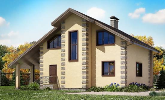 150-003-П Проект двухэтажного дома с мансардным этажом и гаражом, небольшой загородный дом из арболита Кызылорда | Проекты домов от House Expert