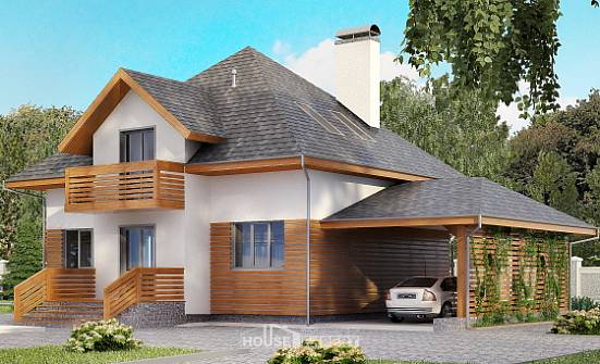 155-004-П Проект двухэтажного дома с мансардой, гараж, простой дом из газосиликатных блоков Кызылорда | Проекты домов от House Expert