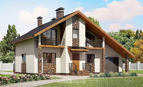 180-008-П Проект двухэтажного дома мансардой и гаражом, просторный домик из бризолита Семей | Проекты домов от House Expert