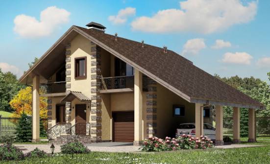 150-003-П Проект двухэтажного дома с мансардным этажом и гаражом, небольшой загородный дом из арболита Кызылорда | Проекты домов от House Expert