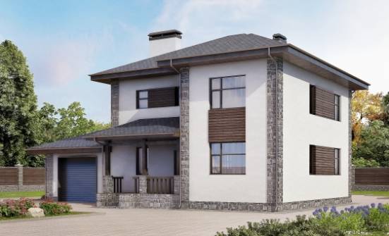 185-004-Л Проект двухэтажного дома, гараж, современный коттедж из керамзитобетонных блоков Актау | Проекты домов от House Expert