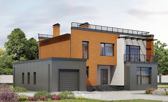 260-002-Л Проект двухэтажного дома, гараж, современный дом из твинблока Шымкент | Проекты домов от House Expert