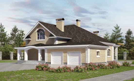 290-001-П Проект двухэтажного дома мансардой и гаражом, большой загородный дом из кирпича Алма-Ата | Проекты домов от House Expert