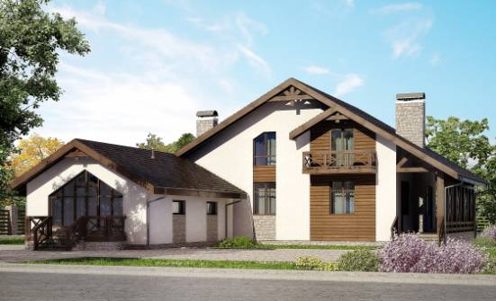 265-001-П Проект двухэтажного дома мансардой, гараж, просторный коттедж из бризолита Талдыкорган | Проекты домов от House Expert