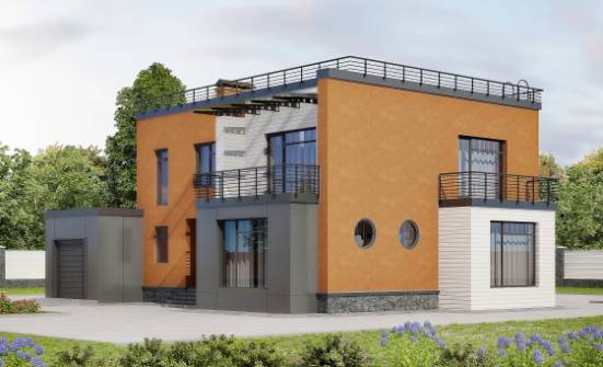 260-002-Л Проект двухэтажного дома, гараж, современный дом из твинблока Шымкент | Проекты домов от House Expert
