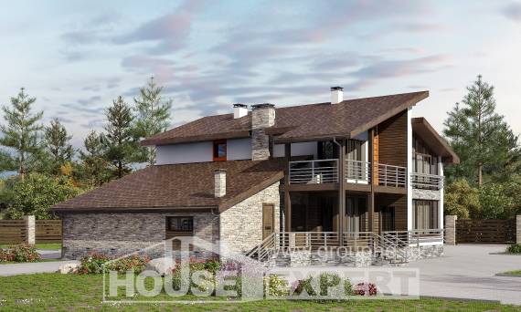 240-004-П Проект двухэтажного дома с мансардным этажом и гаражом, современный дом из поризованных блоков Шымкент, House Expert