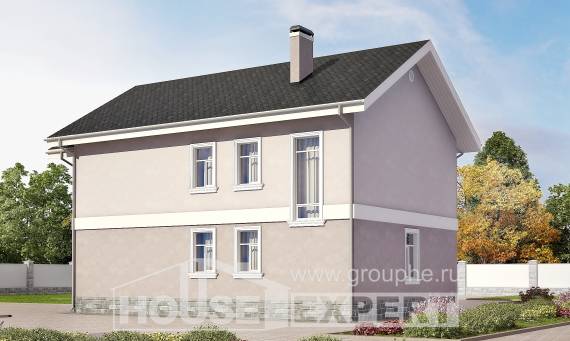 170-008-П Проект двухэтажного дома, бюджетный коттедж из газобетона, Уральск