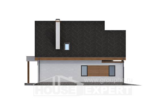120-005-П Проект двухэтажного дома мансардой и гаражом, уютный загородный дом из теплоблока, Уральск