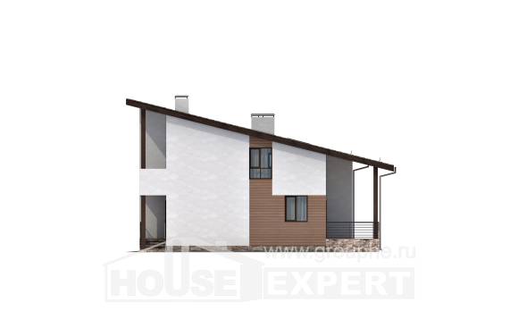 140-005-П Проект двухэтажного дома мансардой, доступный домик из бризолита, House Expert
